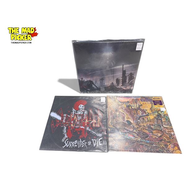 3 Heavy Metal Vinyl Records, In Sleeves