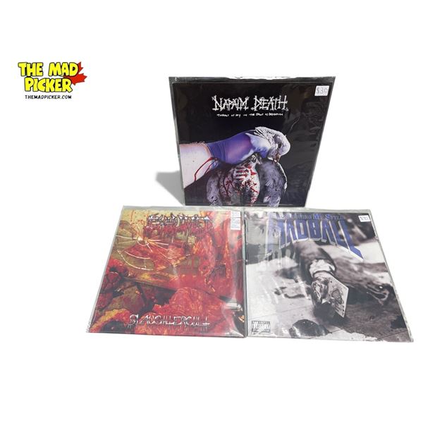 3 Heavy Metal Vinyl Records, In Sleeves