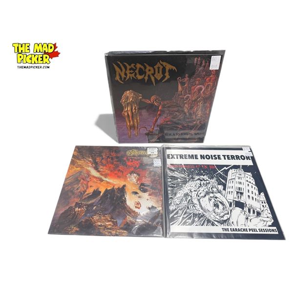 3 Heavy Metal Vinyl Records, In Sleeves