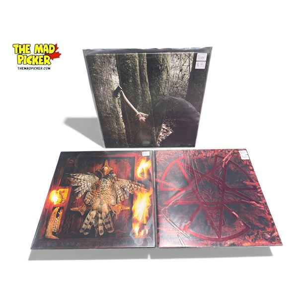 3 Heavy Metal Vinyl Records, In Sleeves