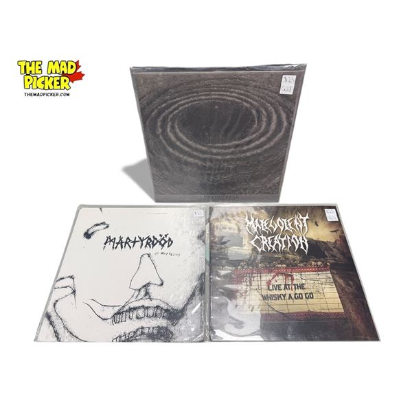 3 Heavy Metal Vinyl Records, In Sleeves