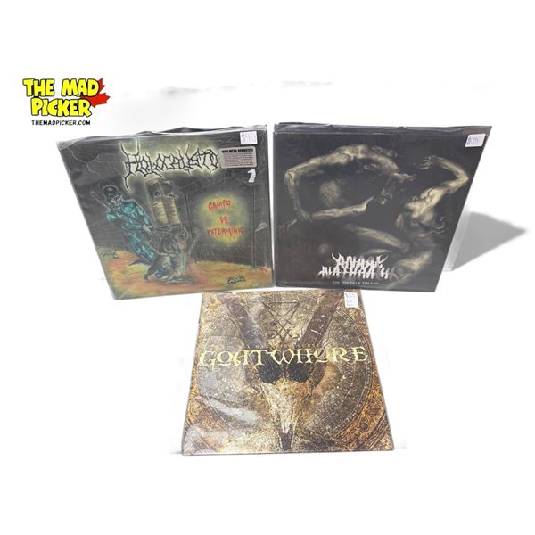 3 Heavy Metal Vinyl Records, In Sleeves