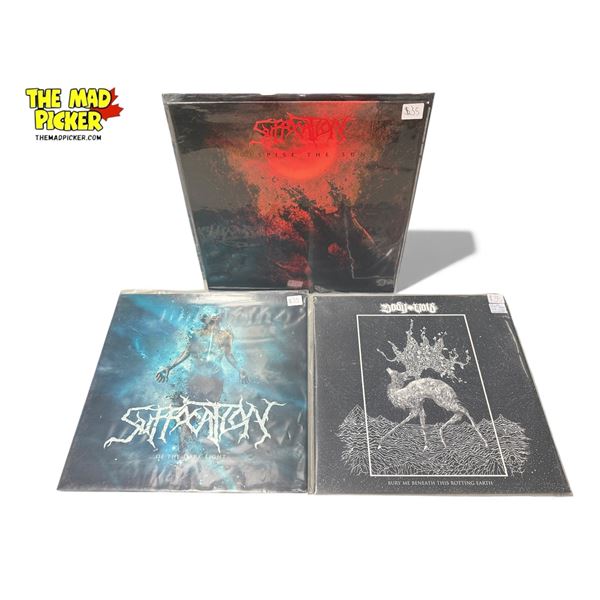 3 Heavy Metal Vinyl Records, In Sleeves