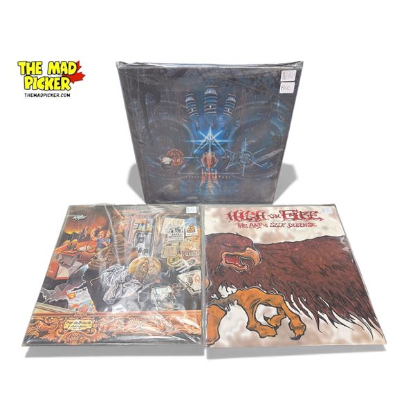 3 Heavy Metal Vinyl Records, In Sleeves