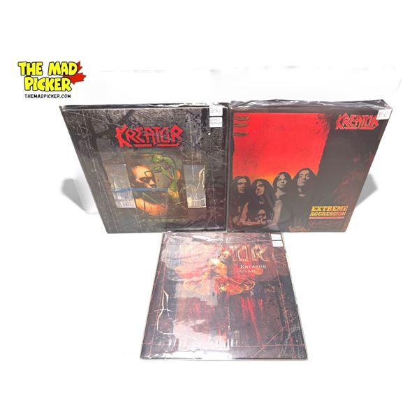 3 Heavy Metal Vinyl Records, In Sleeves