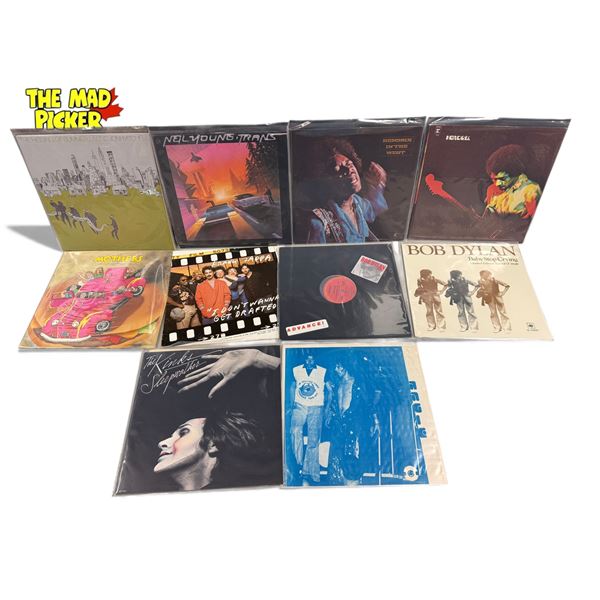 10 Assorted Vintage Records, Jimi Hendrix, Bob Dylan, The Mothers, Frank Zappa, Etc..