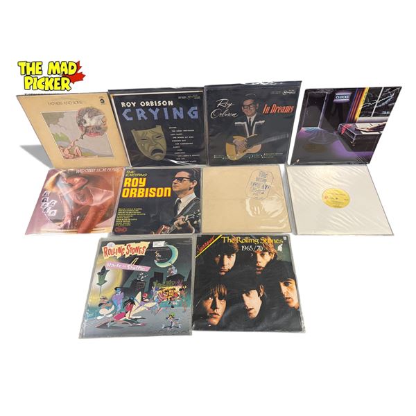 10 Assorted Vintage Records, Clocks, The Rolling Stones, Roy Orbison, The Who, Etcâ€¦