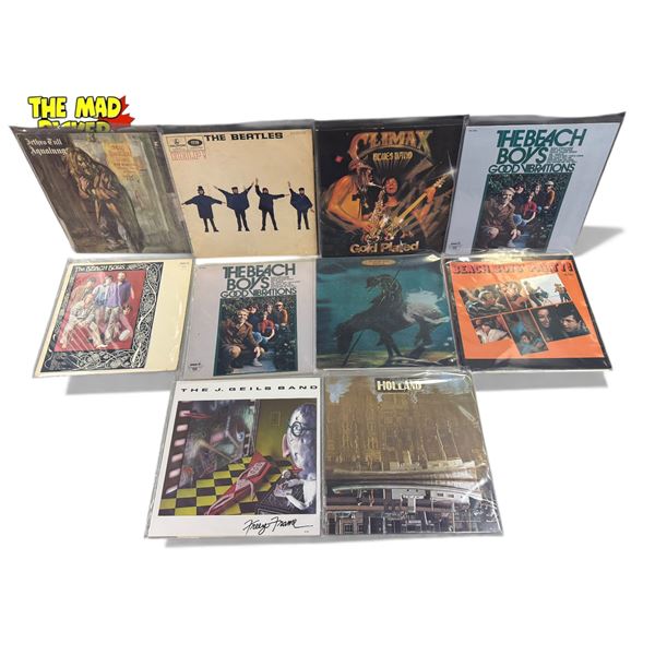 10 Assorted Vintage Records, The Beach Boys, Climax, The Beatles, Etc..