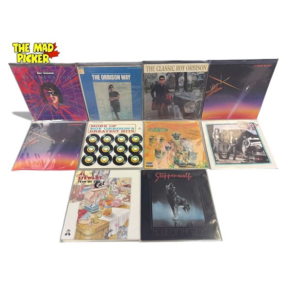 10 Assorted Vintage Records, Supertramp, Stray Cats, Roy Orbison, Steppenwolf, Etc..