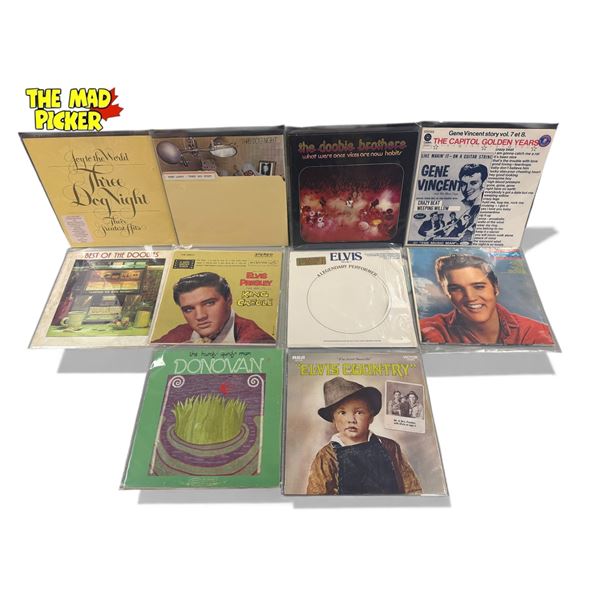10 Assorted Vintage Records, Hard Labor, The Doobies, Elvis, Donovon, Etcâ€¦