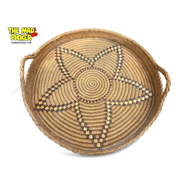 Vintage First Nations Hand Woven Tray With Star Detail