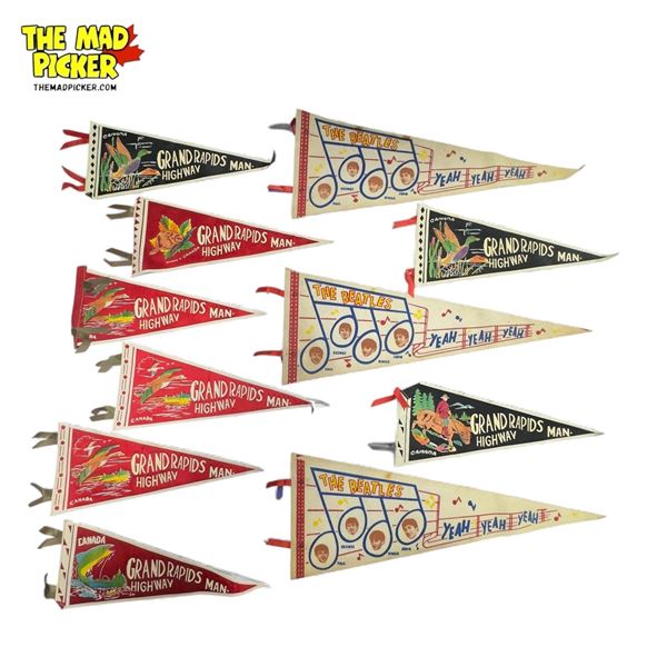 Assorted Vintage Pennants Grand Rapids Highway & The Beatles Ya Ya Ya