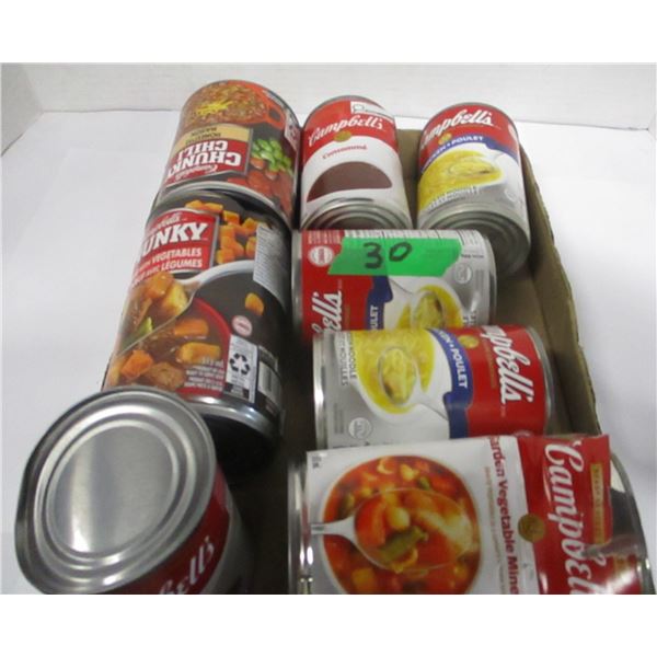 FREIGHT DAMAGE (AS IS):  FLAT C/W 8 CANS CHUNKY & CAMPBELL'S SOUP