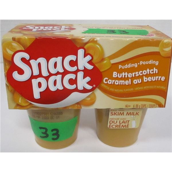 SHELF PULLS (AS IS):  BUTTERSCOTCH SNACK PACK PUDDING (4 X 99G)