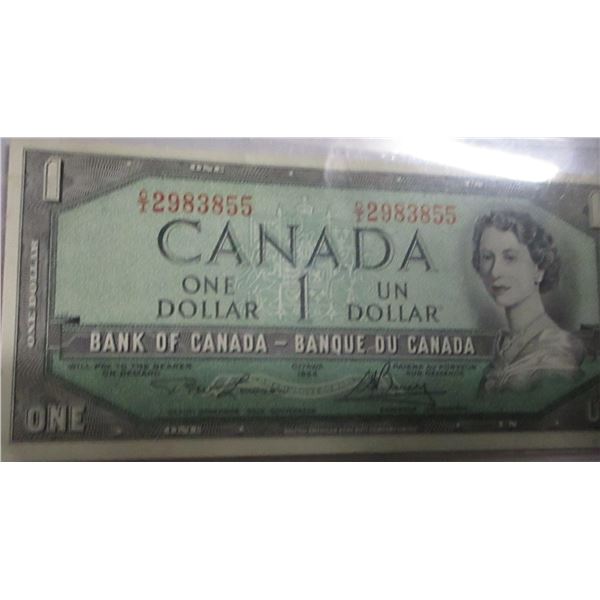 1954 CRISP UNCIRCULATED BANK OF CANADA LEGAL TENDER $1 BILL