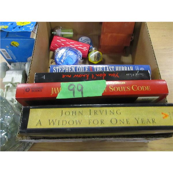 BOX C/W BOOKS, CRAFT ITEMS, ETC