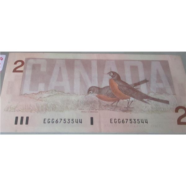 1986 BIRD SERIES LEGAL TENDER CANADA $2 BILL
