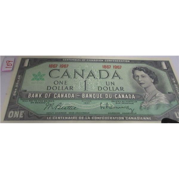 1867 - 1967 UNCIRCULATED LEGAL TENDER CENTENNIAL $1 BILL