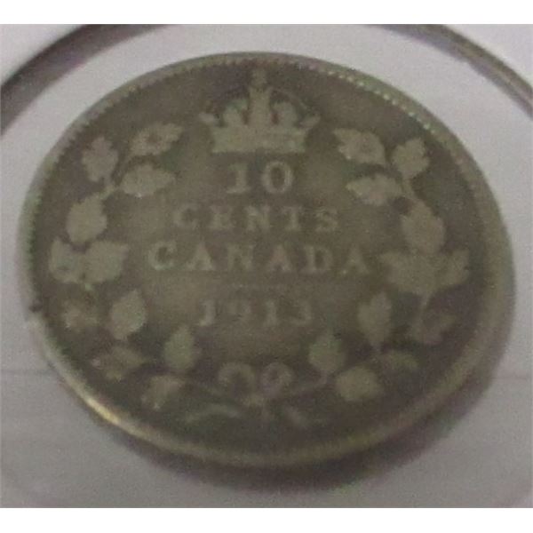 1913 CANADA KING GEORGE V SILVER DIME