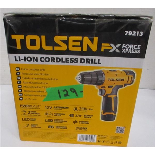FREIGHT DAMAGE (AS IS):  TOLSEN CORDLESS DRILL