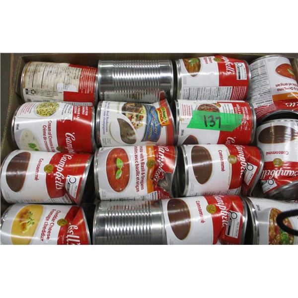 FREIGHT DAMAGE (AS IS):  FLAT C/W 15 CANS ASSORTED SOUP