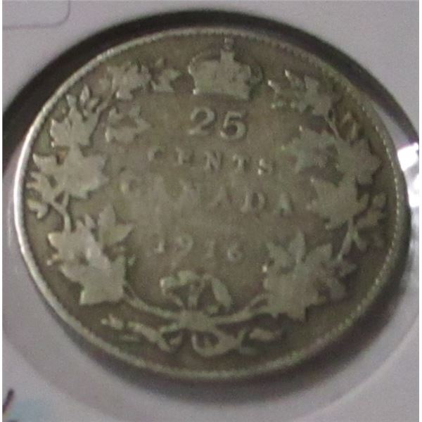 1916 CANADA KING GEORGE V SILVER QUARTER