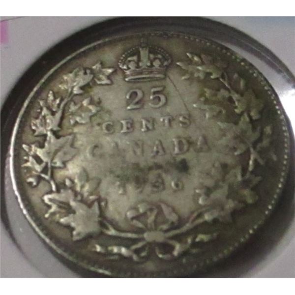 1936 CANADA KING GEORGE V SILVER QUARTER