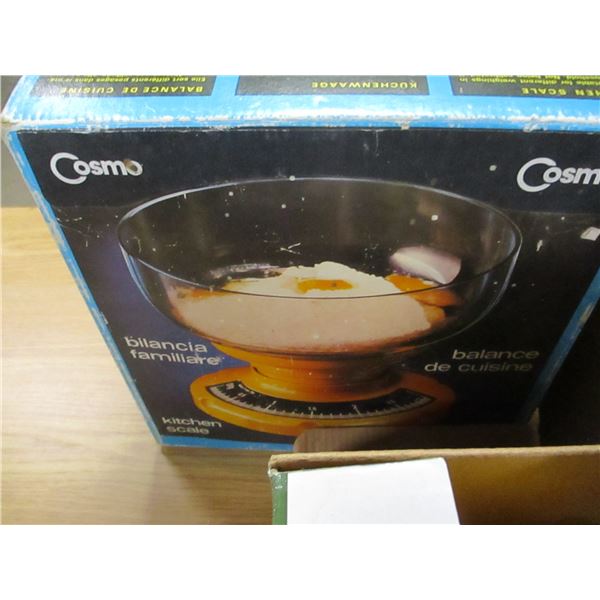 BOX C/W KITCHEN SCALE, WASP TRAP, PUZZLE, ETC