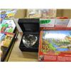 Image 1 : BOX C/W DVD'S, PUZZLES, PAPER WEIGHT, MISC