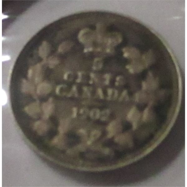 1902 CANADA KING EDWARD VII SILVER FIVE CENT