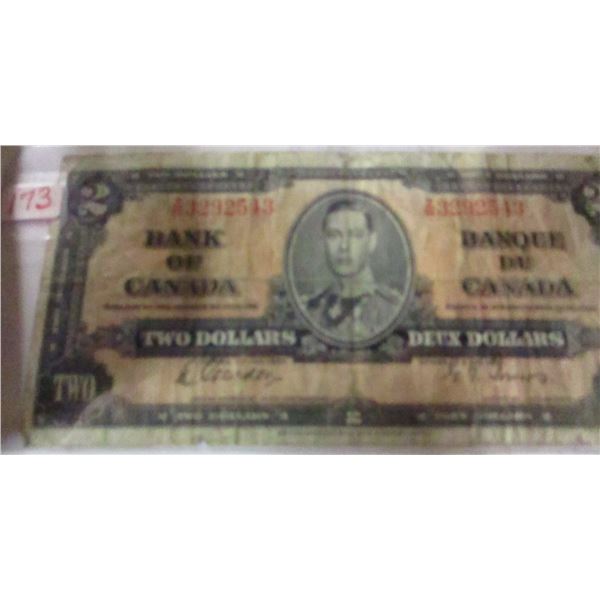 1937 LEGAL TENDER CANADA KING GEORGE VI $2 BILL