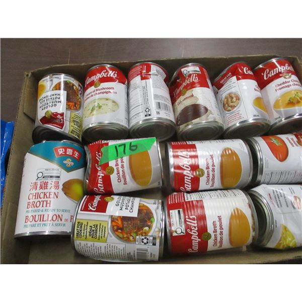 FREIGHT DAMAGE (AS IS):  FLAT C/W 13 CANS ASSORTED SOUP
