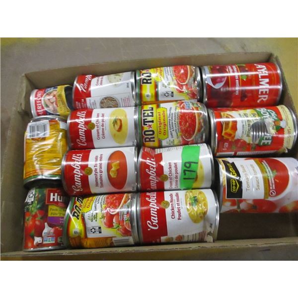 FREIGHT DAMAGE (AS IS):  FLAT C/W 14 CANS ASSORTED GROCERIES