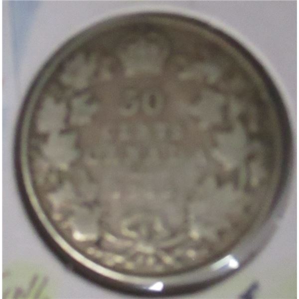 1913 CANADA KING GEORGE V SILVER HALF DOLLAR