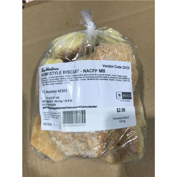 FROZEN:  TIM HORTONS HOME STYLE BISCUITS (APPROX. 10) - BAG