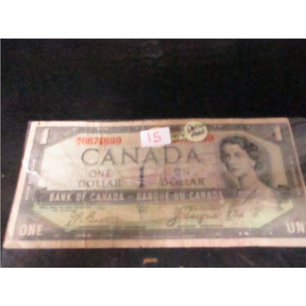 1954 DEVIL'S FACE BANK OF CANADA LEGAL TENDER $1 BILL