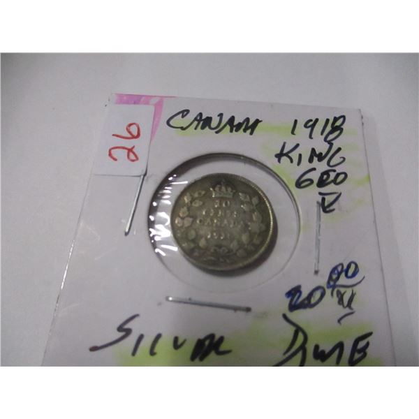 1918 CANADA KING GEORGE V SILVER DIME