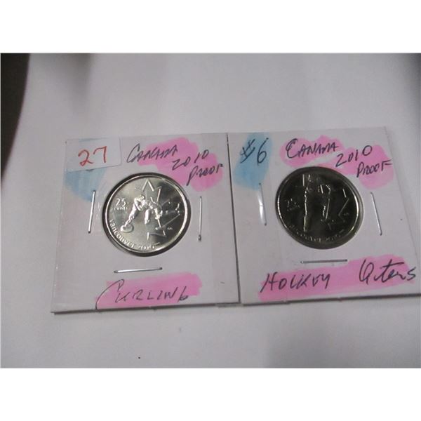 2010 PROOF CURLING/HOCKEY QUARTER SET