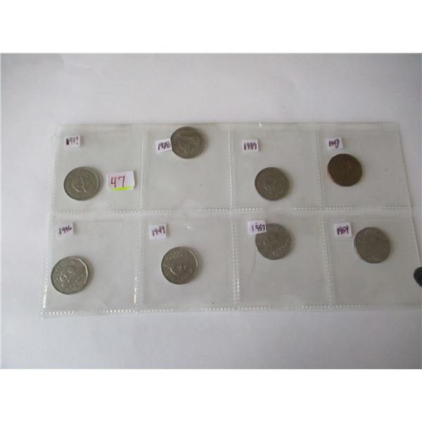 1938 - 1954 SET OF EIGHT CANADA NICKELS