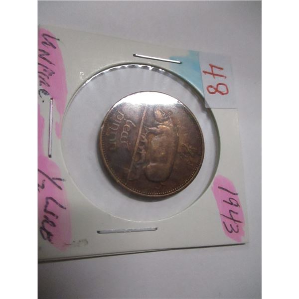 1943 UNCIRCULATED HALF LIRE PENNY TOKEN