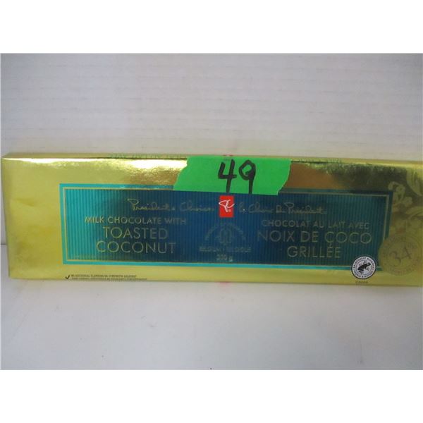SHELF PULLS (AS IS):  PC MILK CHOCOLATE WITH TOASTED COCONUT BELGIUM MADE (300G)