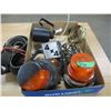 Image 1 : ESTATE:  BOX C/W AMBER LIGHTS, BATTERY TESTER, CLAMPS, ETC