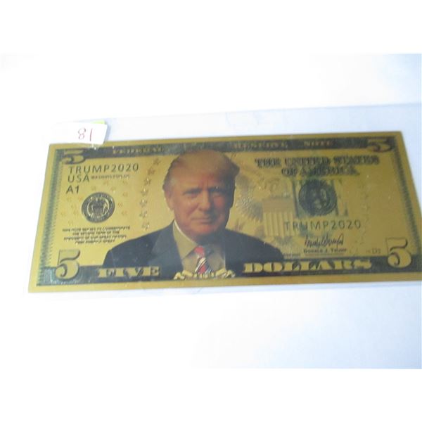 2020 USA PRESIDENT TRUMP $5 BILL