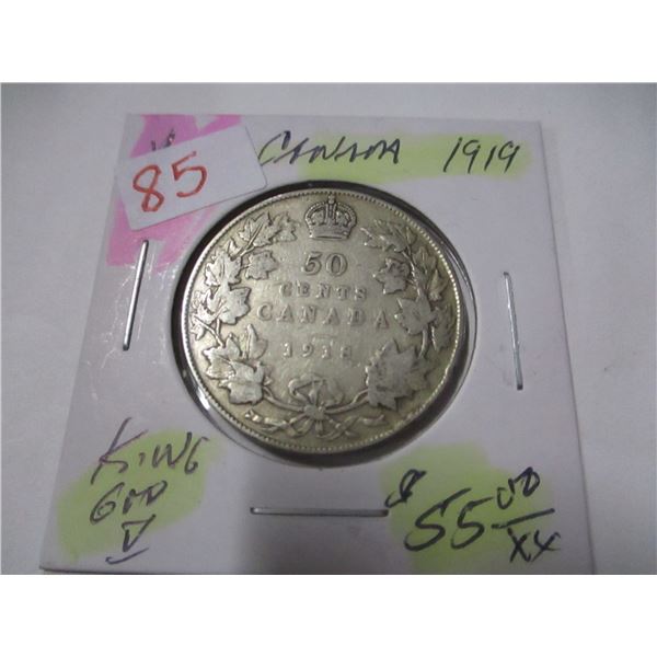 1919 KING GEORGE V SILVER HALF DOLLAR