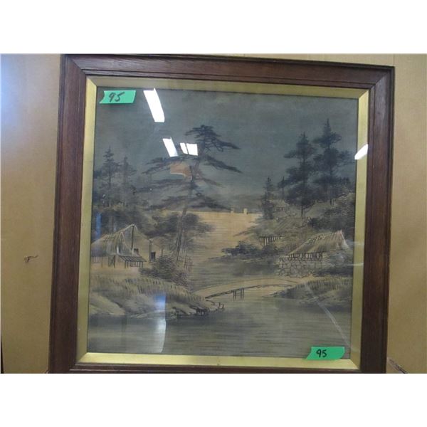 SCENERY PICTURE WITH WOODEN FRAME (APPROX. 24 X 24")