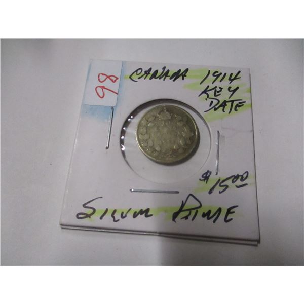 1914 KING GEORGE V KEY DATE SIVLER DIME