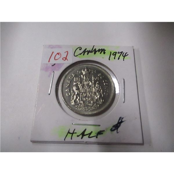1974 CANADA UNCIRCULATED HALF DOLLAR