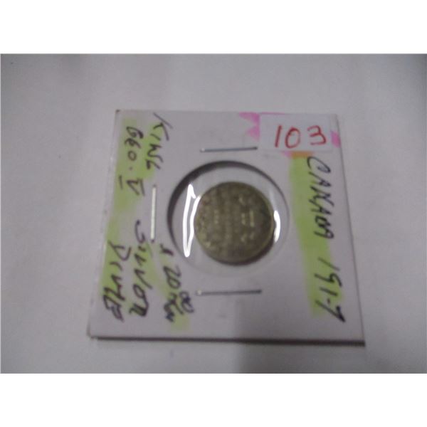 1917 CANADA KING GEORGE V SILVER DIME