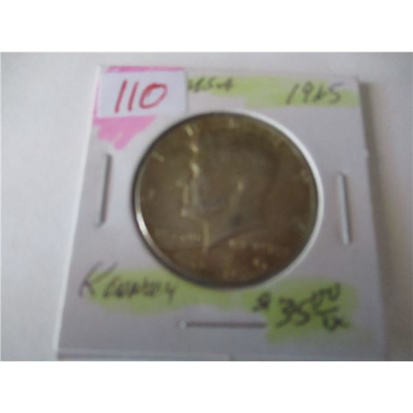 1965 USA KENNEDY SILVER HALF DOLLAR