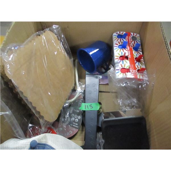 BOX C/W KABOB BASKETS, POOPER SCOOPER, CANDLES, ETC